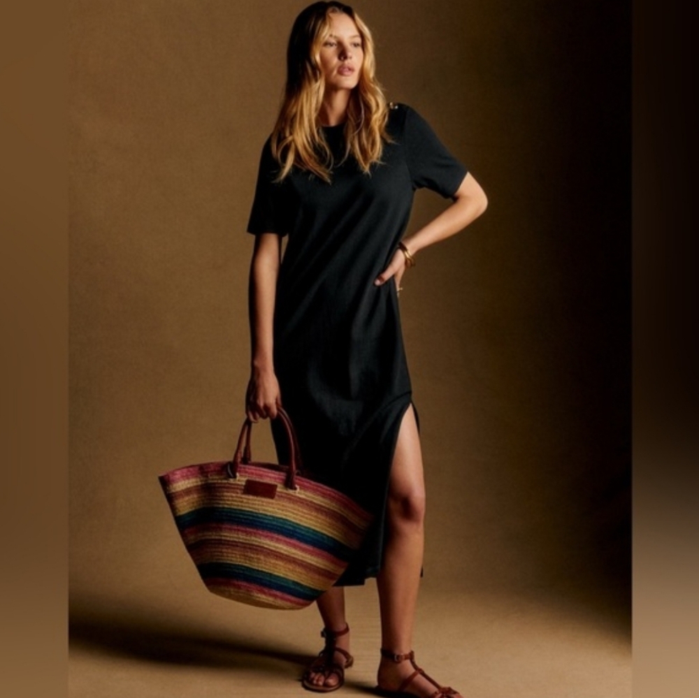 Sézane Black Midi T-Shirt Dress